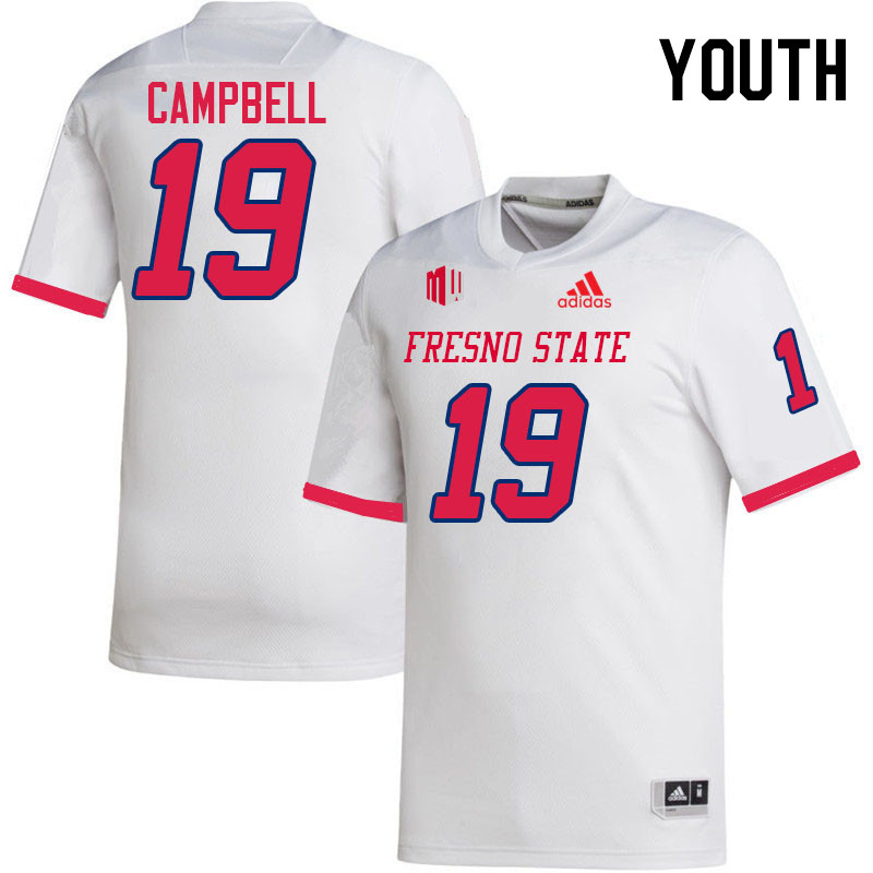Youth #19 Joseph Campbell Fresno State Bulldogs College Football Jerseys Stitched-White